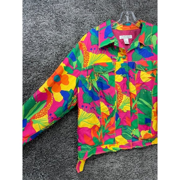 Diane Von Furstenberg Jacket Womens Plus 1X Multi Floral Lined Tropical Colorful - Picture 11 of 15